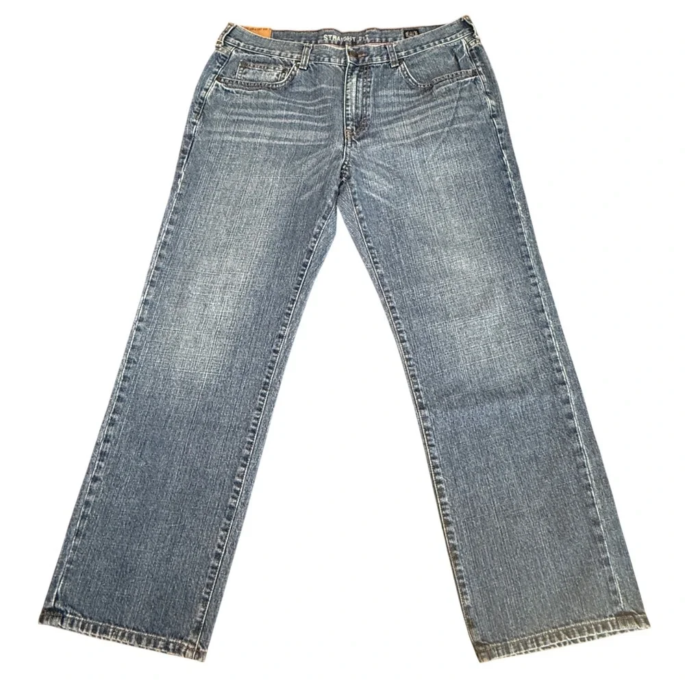 Chaps Denim Mens Straight Fit Blue Jeans Medium Wash 100% Cotton 36x30